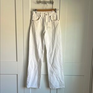 Zara White Flare Wide Leg Jeans